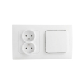 Legrand - Toma de corriente doble para uso doméstico y doble interruptor de serie n.º 5 con marco NILOE STEP 250V blanco