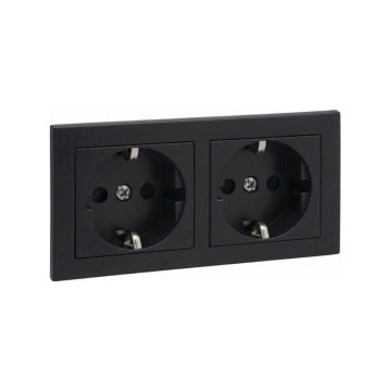 Legrand - Toma de corriente doble SCHUKO para uso doméstico con marco SUNO 250V negra