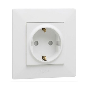 Legrand - Toma de corriente doméstica SCHUKO con marco NILOE STEP 250V blanca