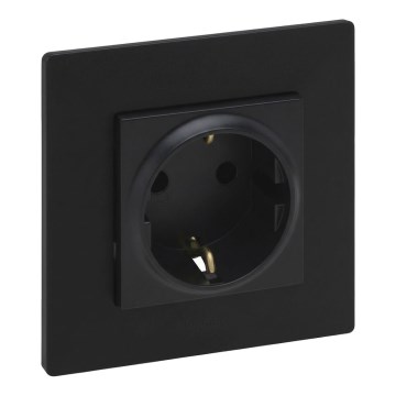 Legrand - Toma de corriente doméstica SCHUKO con marco NILOE STEP 250V negro