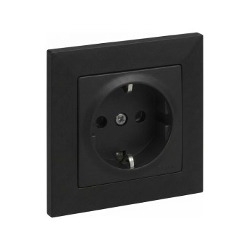 Legrand - Toma de corriente doméstica SCHUKO con marco SUNO 250V negra