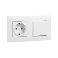 Legrand - Toma de corriente doméstica SCHUKO y interruptor unipolar n.º 1 con marco NILOE STEP 250V blanco