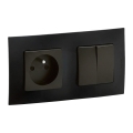 Legrand - Toma de corriente doméstica y doble interruptor n.º 5 con marco NILOE 250V negro