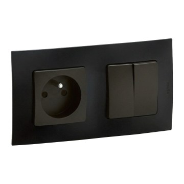 Legrand - Toma de corriente doméstica y doble interruptor n.º 5 con marco NILOE 250V negro