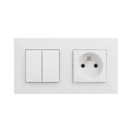 Legrand - Toma de corriente doméstica y interruptor doble en serie n.º 5 con marco NILOE STEP 250V blanco