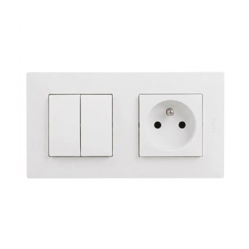 Legrand - Toma de corriente doméstica y interruptor doble en serie n.º 5 con marco NILOE STEP 250V blanco