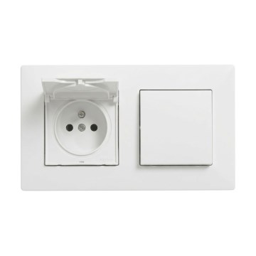 Legrand - Toma de corriente doméstica y interruptor unipolar n.º 1 con marco NILOE STEP 250V blanco
