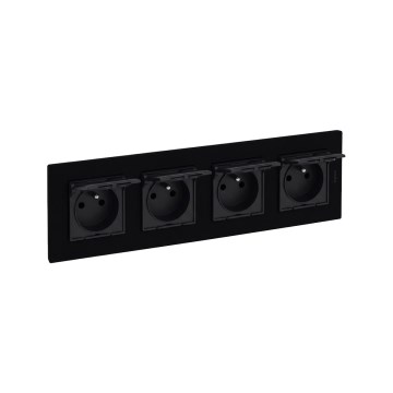 Legrand - Toma de corriente exterior doméstica cuádruple con marco NILOE STEP 250V IP44 negra
