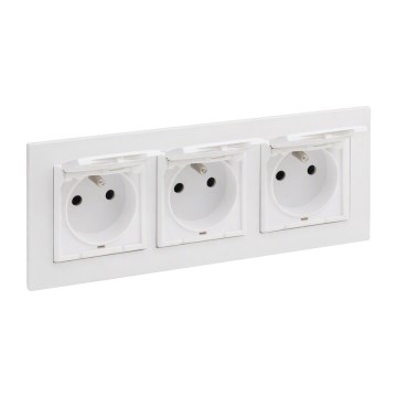 Legrand - Toma de corriente exterior triple para uso doméstico con marco NILOE STEP 250V IP44 blanco