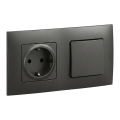 Legrand - Toma de corriente SCHUKO para uso doméstico y interruptor unipolar n.º 1 con marco NILOE 250V, negro