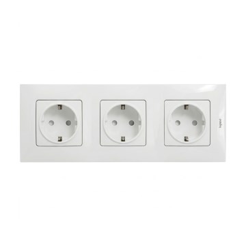 Legrand - Toma de corriente SCHUKO triple para uso doméstico con marco NILOE 250V, color blanco