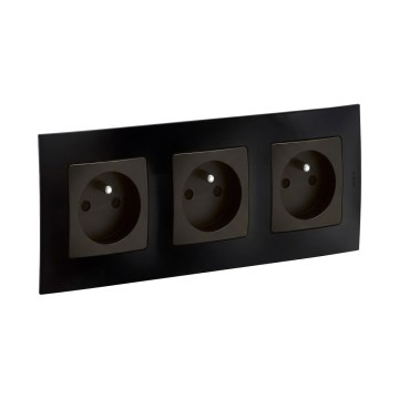 Legrand - Toma de corriente triple para vivienda con marco NILOE 250V negro