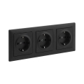 Legrand - Toma de corriente triple SCHUKO empotrada para uso doméstico con marco SUNO 250V negra