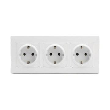 Legrand - Toma de corriente triple SCHUKO para uso doméstico con marco NILOE STEP 250V blanca