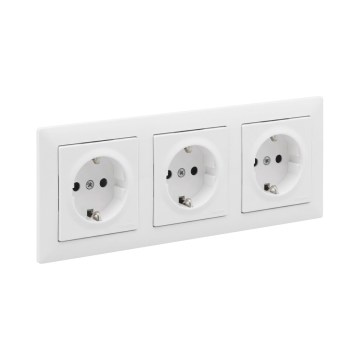 Legrand - Toma de corriente triple SCHUKO para uso doméstico con marco SUNO, 250 V, blanco