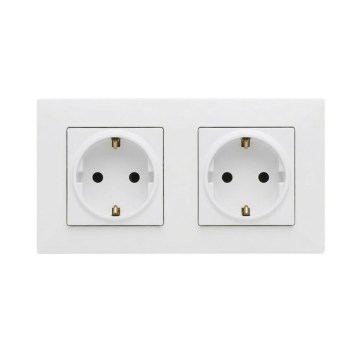 Legrand - Toma doble doméstica SCHUKO con marco NILOE STEP 250V blanca