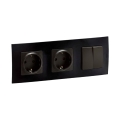 Legrand - Toma doble SCHUKO para uso doméstico y interruptor doble serie n.º 5 con marco NILOE 250V blanco