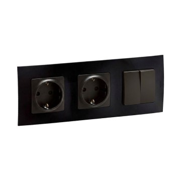 Legrand - Toma doble SCHUKO para uso doméstico y interruptor doble serie n.º 5 con marco NILOE 250V blanco