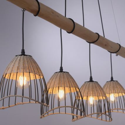 Leuchten Direkt 11156-79 - Lámpara colgante REED 4xE27/60W/230V Eucalyptus