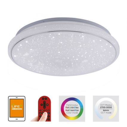 Leuchten Direkt 14743-16 - Plafón LED RGB regulable JUPI LED/28W/230V Tuya 2700-5000K + mando a distancia