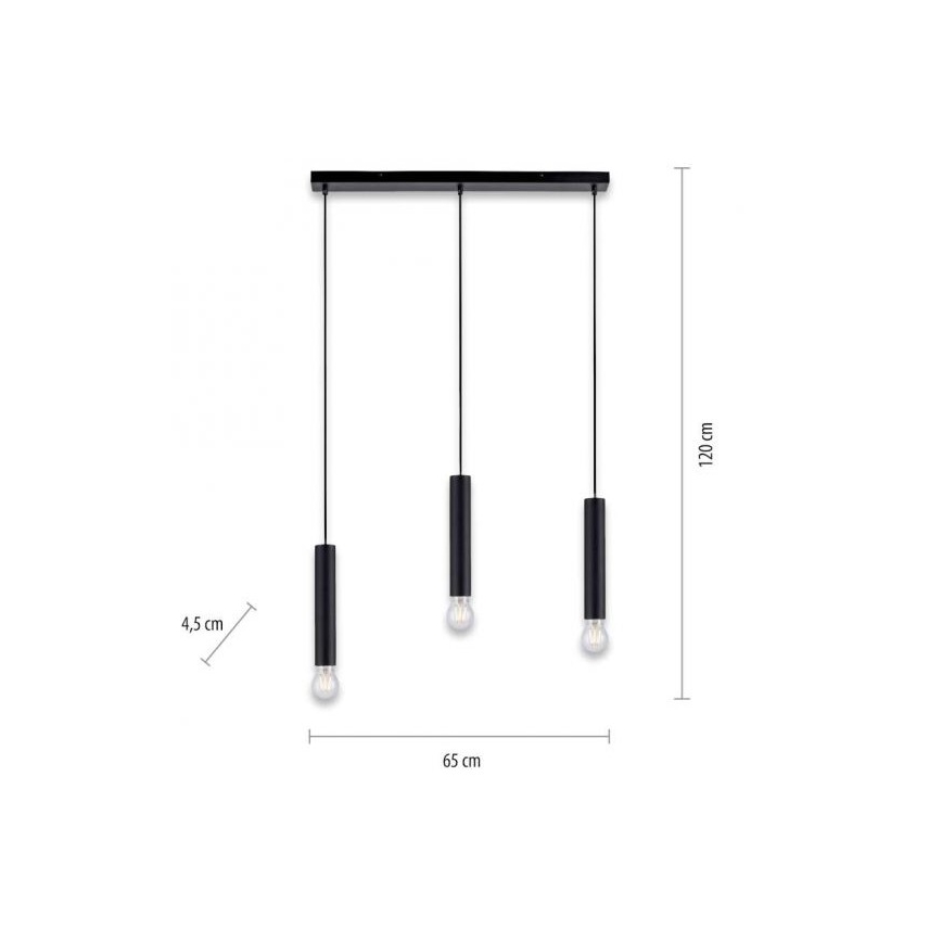 Leuchten Direkt 15618-18 - Lámpara colgante BRUNA 3xE27/60W/230V negro