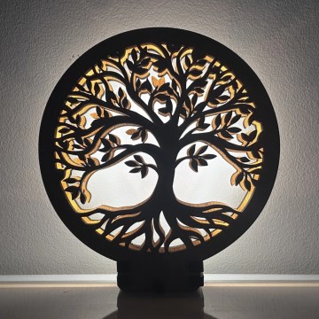 Li-Go 23577/DUB2 - Decoración de sobremesa LED regulable LED/12W/230V 20x22 cm roble/Árbol de la vida