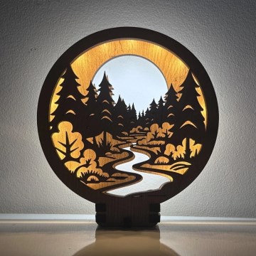 Li-Go 23580/DUB2 - Lámpara decorativa de mesa LED regulable LED/12W/230V 20x22 cm roble/En el bosque