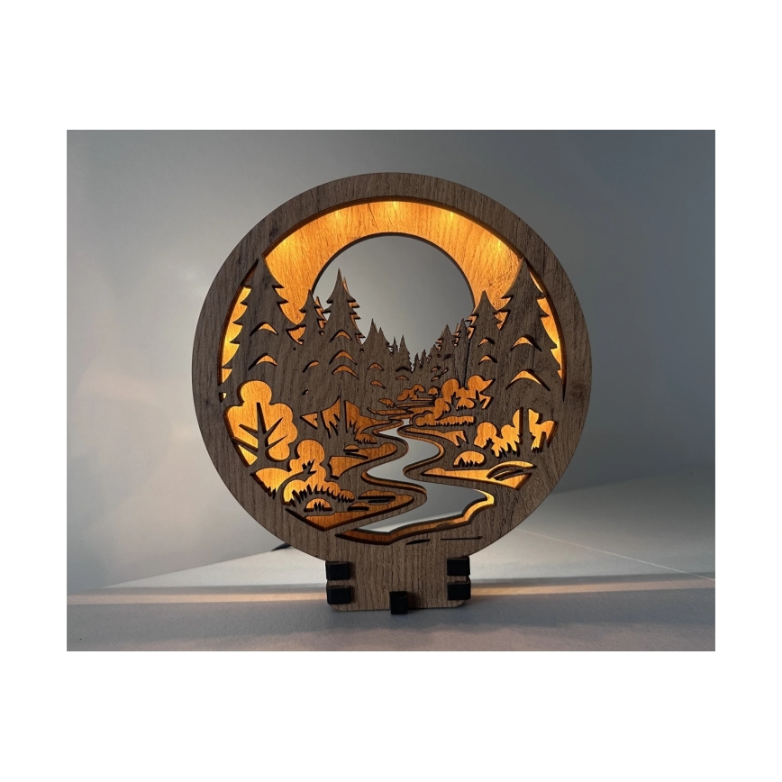 Li-Go 23580/DUB2 - Lámpara decorativa de mesa LED regulable LED/12W/230V 20x22 cm roble/En el bosque