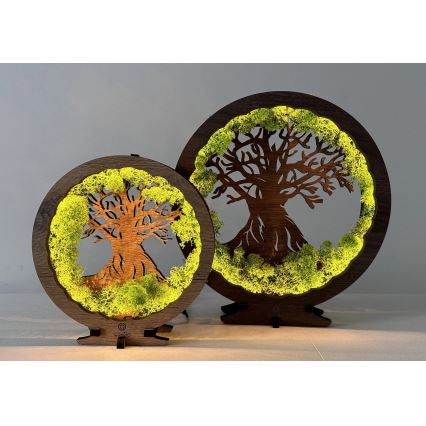 Li-Go 23604/DUB2 - Lámpara de mesa decorativa LED regulable LED/12W/230V 20x22 cm roble/musgo y árbol