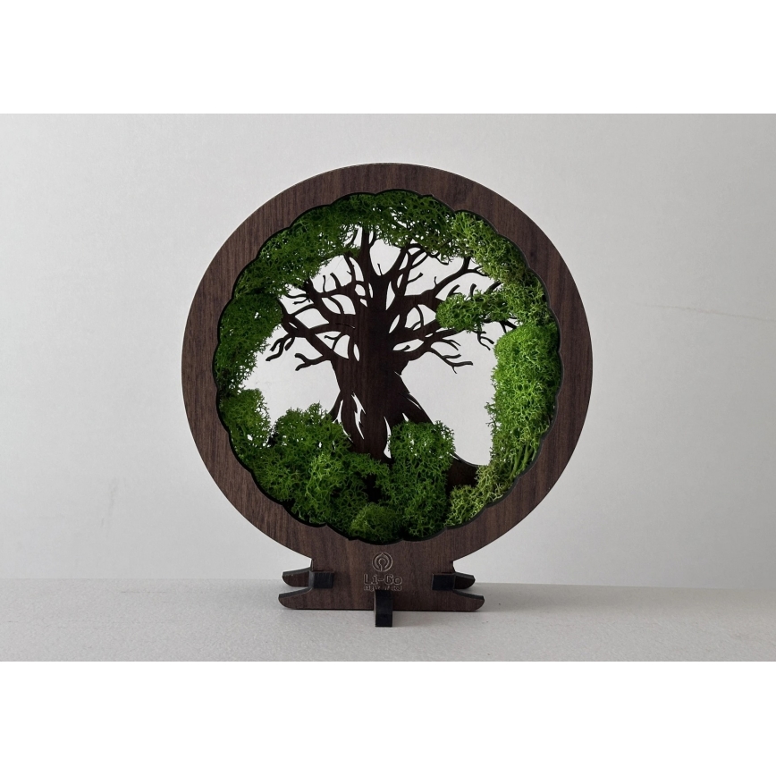 Li-Go 23604/DUB2 - Lámpara de mesa decorativa LED regulable LED/12W/230V 20x22 cm roble/musgo y árbol