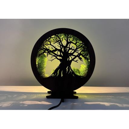 Li-Go 23604/DUB2 - Lámpara de mesa decorativa LED regulable LED/12W/230V 20x22 cm roble/musgo y árbol