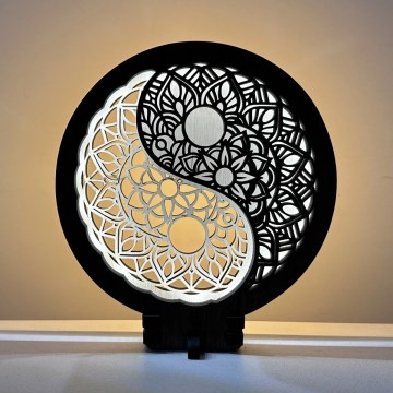 Li-Go 23607/O - Decoración LED de sobremesa regulable LED/12W/230V 20x22 cm nogal/Yin Yang