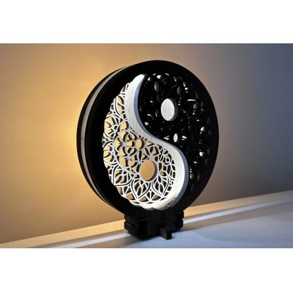 Li-Go 23607/O - Decoración LED de sobremesa regulable LED/12W/230V 20x22 cm nogal/Yin Yang