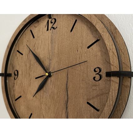 Li-Go 23628/DUB3 - Reloj de pared LED/1xAA Ø 32 cm roble claro/Circular