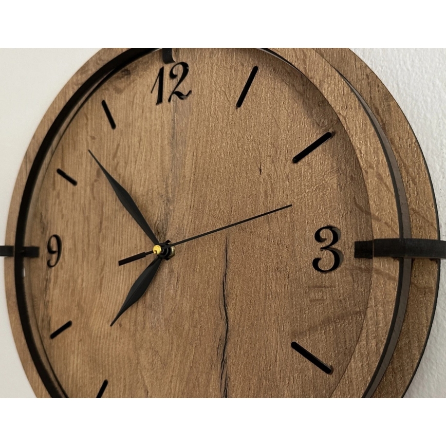Li-Go 23628/DUB3 - Reloj de pared LED/1xAA Ø 32 cm roble claro/Circular