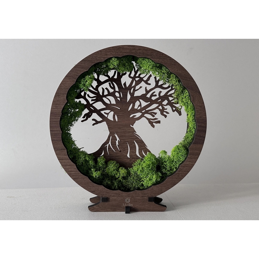 Li-Go 23631/DUB2 - LED Lámpara decorativa de sobremesa regulable LED/12W/230V 30x31 cm roble/musgo y árbol