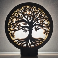 Li-Go 23648/DUB2 - Lámpara decorativa de sobremesa LED regulable LED/12W/230V 30x31 cm roble/Árbol de la vida