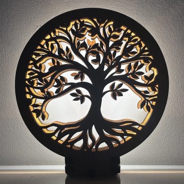 Li-Go 23648/DUB2 - Lámpara decorativa de sobremesa LED regulable LED/12W/230V 30x31 cm roble/Árbol de la vida