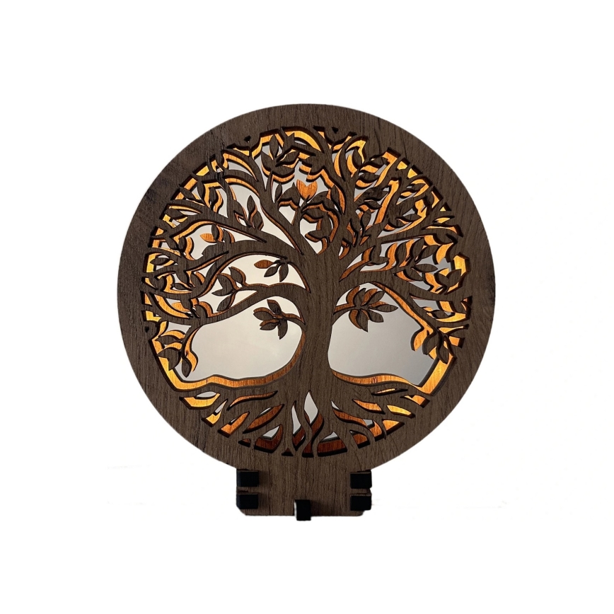 Li-Go 23648/DUB2 - Lámpara decorativa de sobremesa LED regulable LED/12W/230V 30x31 cm roble/Árbol de la vida