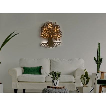 Li-Go 23673/DUB2 - Decoración de pared LED regulable LED/10W/5V 20000 mAh 45x55 cm roble + mando a distancia