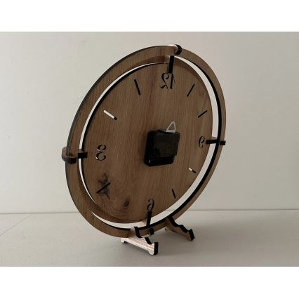 Li-Go 23697/DUB/BAT2 - Reloj LED regulable con sensor de movimiento LED/10W/5V 20000 mAh + 1xAA Ø 32 cm roble/Montañas