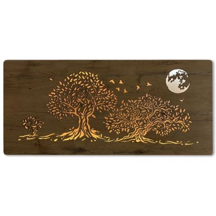 Li-Go 5042/DUB2 - Lámpara decorativa de pared LED regulable LED/24W/230V 110x50 cm roble/Tres robles y luna