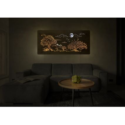 Li-Go 5478/DUB2 - Decoración de pared LED regulable LED/24W/230V 130x60 cm roble/Cuatro robles y luna