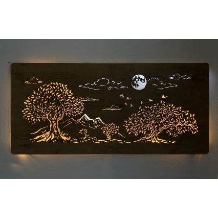 Li-Go 5478/DUB2 - Decoración de pared LED regulable LED/24W/230V 130x60 cm roble/Cuatro robles y luna