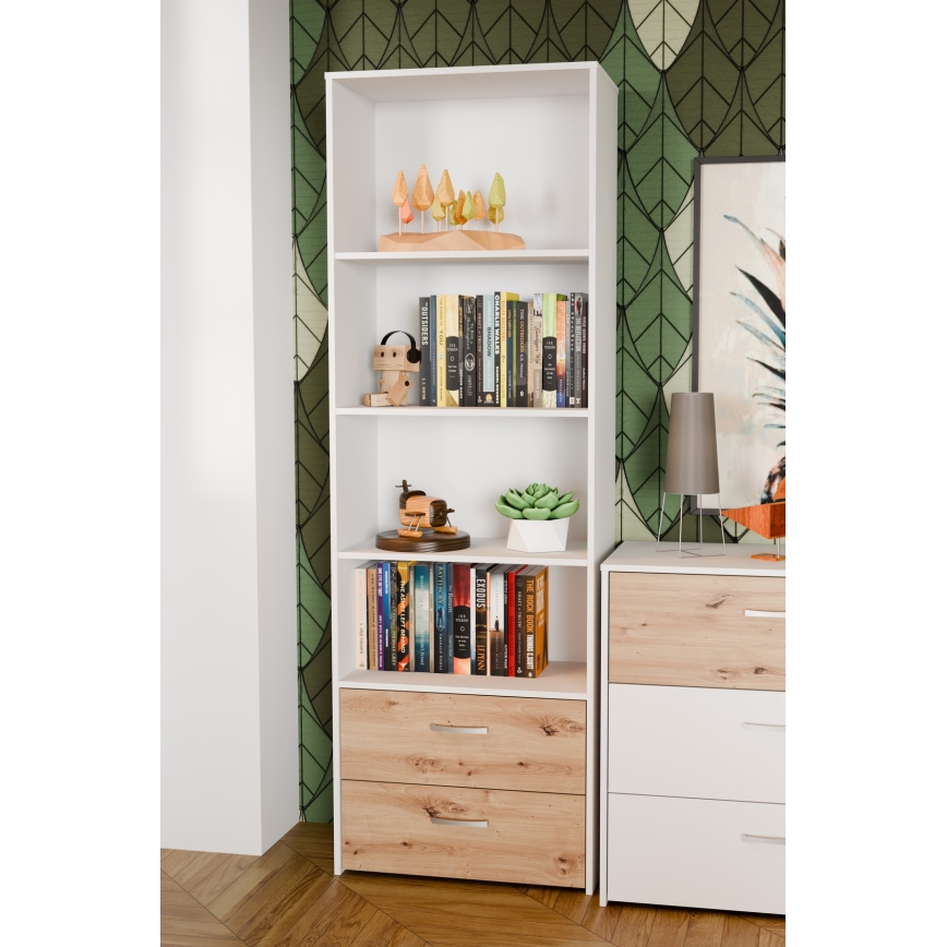 Librería URO roble artisan/blanco