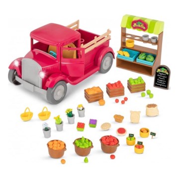 Li'l Woodzeez - Set de juguete camión de granjero con puesto de comida 3xAAA