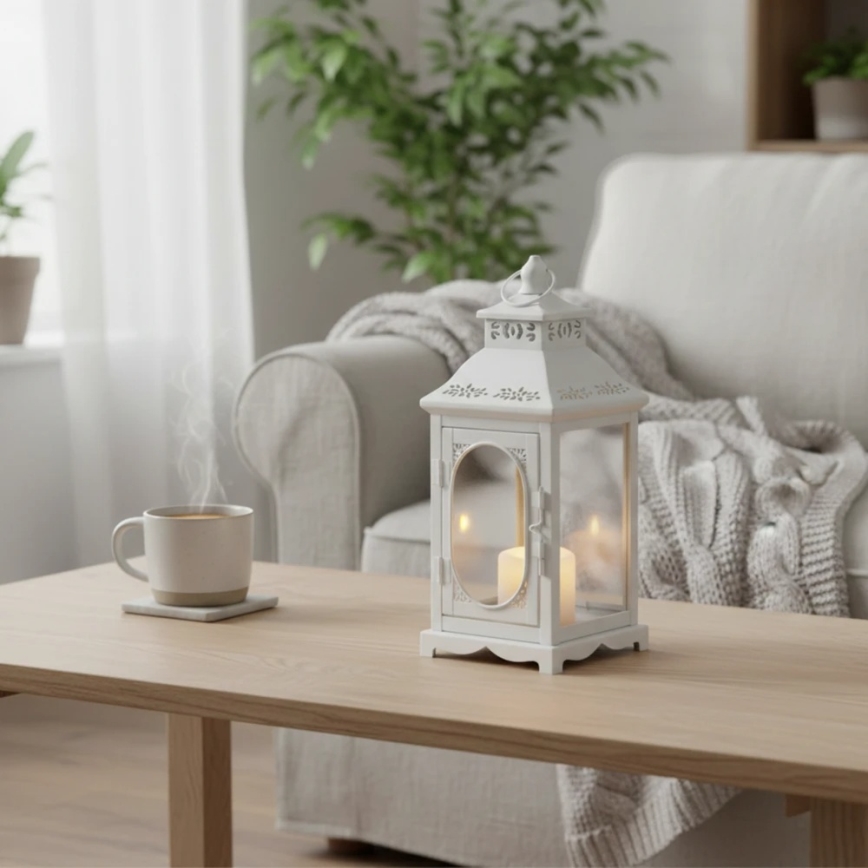 Linterna decorativa ROSEHILL 27,5 cm blanca