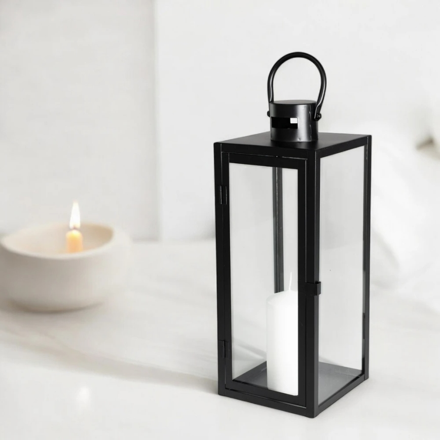 Linterna decorativa TOWER 38 cm negra