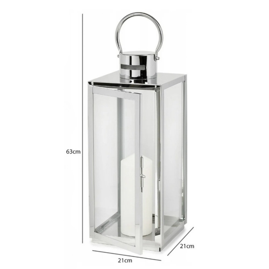 Linterna decorativa TOWER 63 cm cromo brillante