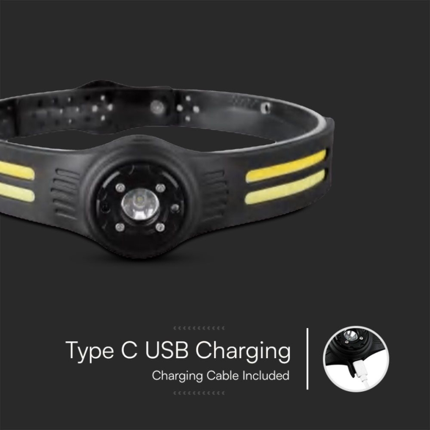 Linterna frontal LED recargable con luz roja USB LED/3W/5V IP43 470 lúmenes 5 h 650 mAh